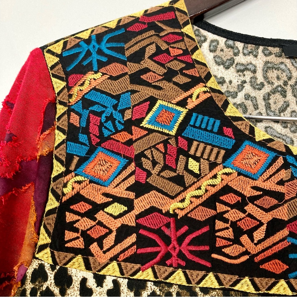 Calessa Patchwork Split V-Neck Ruffled Sleeve Top… - image 4